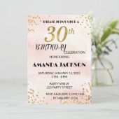 Elegant Gold Floral 30th Birthday Invitation (Debout devant)