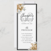 Elegant Gold Floral 60th Birthday Program Menu  Kaart (Voorkant)