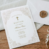Elegant Gold Floral Baptism Invitation