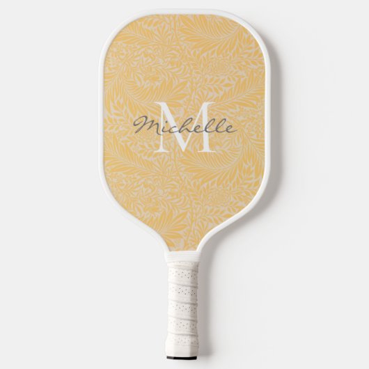 Elegant Gold Floral Botanical Monogram Pickleball Paddle (Achterkant)