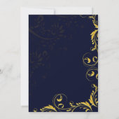 Elegant Gold Floral Botanical Swirls Navy Kaart (Achterkant)