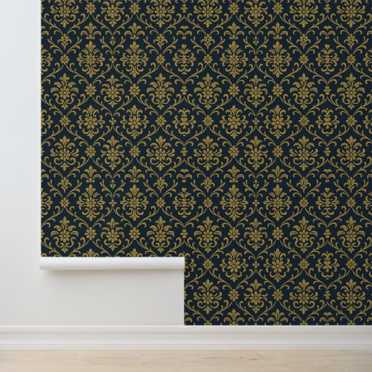Elegant Gold Floral Damask Behang (Applicatie)