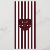 Elegant Gold Floral Deep Burgundy Stripes Wedding  Menu (Achterkant)