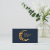 Elegant Gold Floral Garden Crescent Moon Visitekaartje (Staand voorkant)