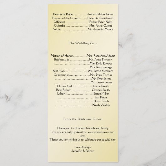 Élégant Gold Floral Gay Wedding Programme (Dos)