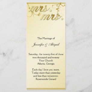 Elegant Gold Floral Gay Wedding Programme Programma
