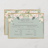 Elegant Gold Floral Green Script Weddenschap RSVP (Voorkant / Achterkant)