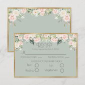 Elegant Gold Floral Green Script Weddenschap RSVP Kaartje (Voorkant / Achterkant)
