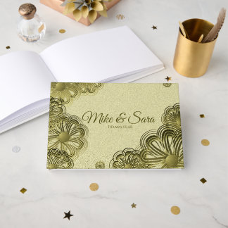 Elegant Gold Floral Guest Book Gastenboek
