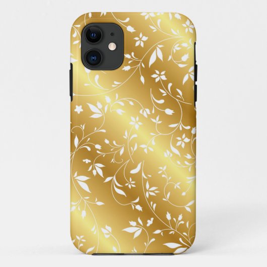 Elegant Gold Floral iPhone Case (Achterkant)