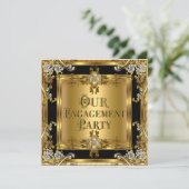 Elegant Gold Floral Jewel Black 2 Kaart (Staand voorkant)