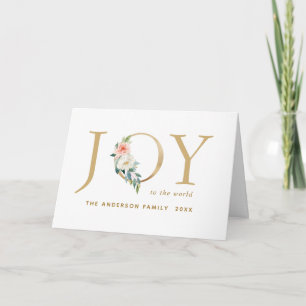 Elegant Gold Floral Joy Holiday Folded Kaart