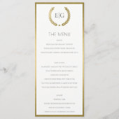 ELEGANT GOLD FLORAL LAUREL WREATH MONOGRAM MENU (Voorkant)