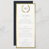 ELEGANT GOLD FLORAL LAUREL WREATH MONOGRAM MENU (Voorkant / Achterkant)
