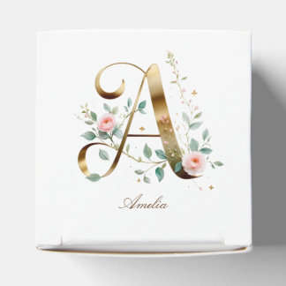 Elegant Gold Floral Letter A Monogram Favor Box Bedankdoosjes