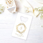 Elegant Gold Floral Monogram Weddenschap Kredietkaart Flessenopener