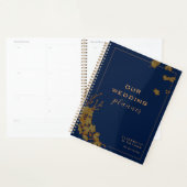 Elegant Gold Floral Navy Blue Wedding Planner (Display)