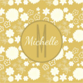 ELEGANT GOLD FLORAL PATTERN CREAM FLOWERS MONOGRAM STICKER (Voorkant)