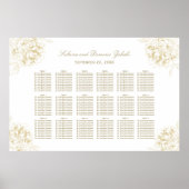 Elegant Gold Floral Peony Wedding Seating Seating Poster (Voorkant)