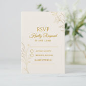 Elegant Gold Floral QR Code Wedding RSVP Card (Staand voorkant)