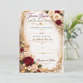 Elegant Gold Floral Romantic Wedding Invitation (Debout devant)