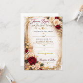 Elegant Gold Floral Romantic Wedding Invitation (Devant/Arrière en situation)
