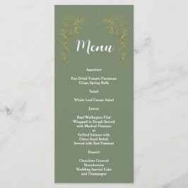 Elegant Gold Floral Sage Green Wedding Menu