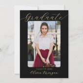 Elegant Gold Floral Script Gradual Party Foto Kaart (Achterkant)