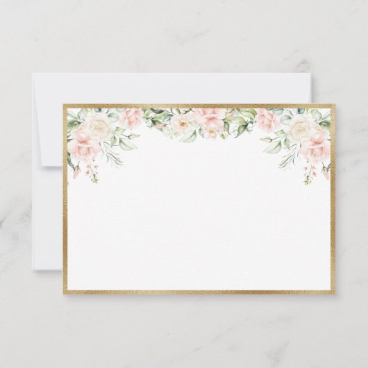 Elégant Gold Floral Script Wedding RSVP (Dos)