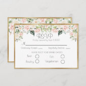 Elégant Gold Floral Script Wedding RSVP (Devant / Derrière)