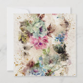 Elegant Gold Floral Waterverf Rustic Wedding Kaart (Achterkant)