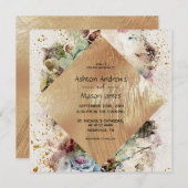 Elegant Gold Floral Waterverf Rustic Wedding Kaart (Voorkant / Achterkant)