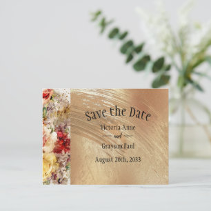 Elegant Gold Floral Waterverf Sparen de Datum Aankondigingskaart