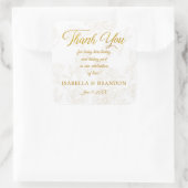 Elegant Gold Floral Weddenschap Hartelijk dank Vierkante Sticker (Tas)