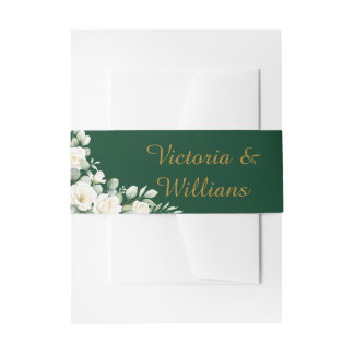 Elegant Gold Floral Wedding Belly Band Uitnodigingen Wikkel