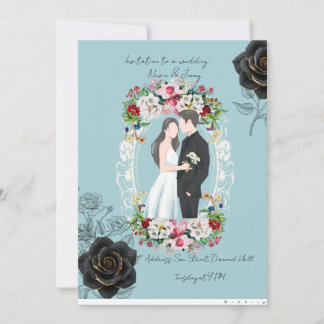 Elegant Gold Floral Wedding Invitation