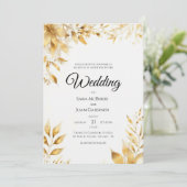 Elegant Gold Floral Wedding Invitation (Debout devant)
