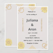 Elegant Gold Floral Wedding Invitation - Chic Gold (Devant / Derrière)