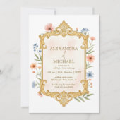 Elegant Gold Floral Wedding Invitation Frame (Devant)