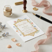 Elegant Gold Floral Wedding Invitation Frame