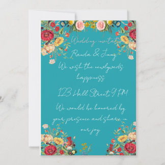 Elegant Gold Floral Wedding Invitation Kaart