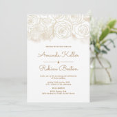 Elegant Gold Floral Wedding Invitation Kaart (Staand voorkant)