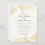 Elegant Gold Floral Wedding Invitation Kaart (Voorkant)