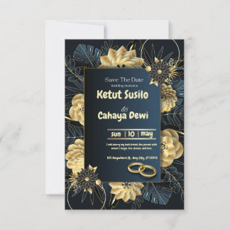 Elegant Gold Floral Wedding Invitation Wedding 