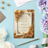 Elegant Gold Floral Wedding Invitation with Luxury (Insitu (Mariage))