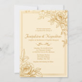 Elégant Gold Floral Wedding Invitations (Devant)