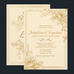 Elégant Gold Floral Wedding Invitations<br><div class="desc">Elégante Gold Floral Wedding Invitations. Design floral vintage aux accents or et arrière - plan ivoire. Conçu Metro-Événements. La coordination Elegant Gold Floral décoration mariage et des fournitures sont disponibles dans la boutique MetroEvents sur Zazzle.</div>