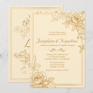 Elégant Gold Floral Wedding Invitations