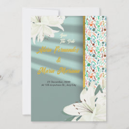 Elegant Gold Floral Wedding Kaart