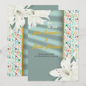 Elegant Gold Floral Wedding Kaart (Voorkant / Achterkant)